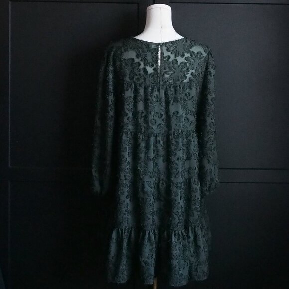 Icone (by Simons) | Jacquard Floral Dress in Forest Green - Picture 5 of 5